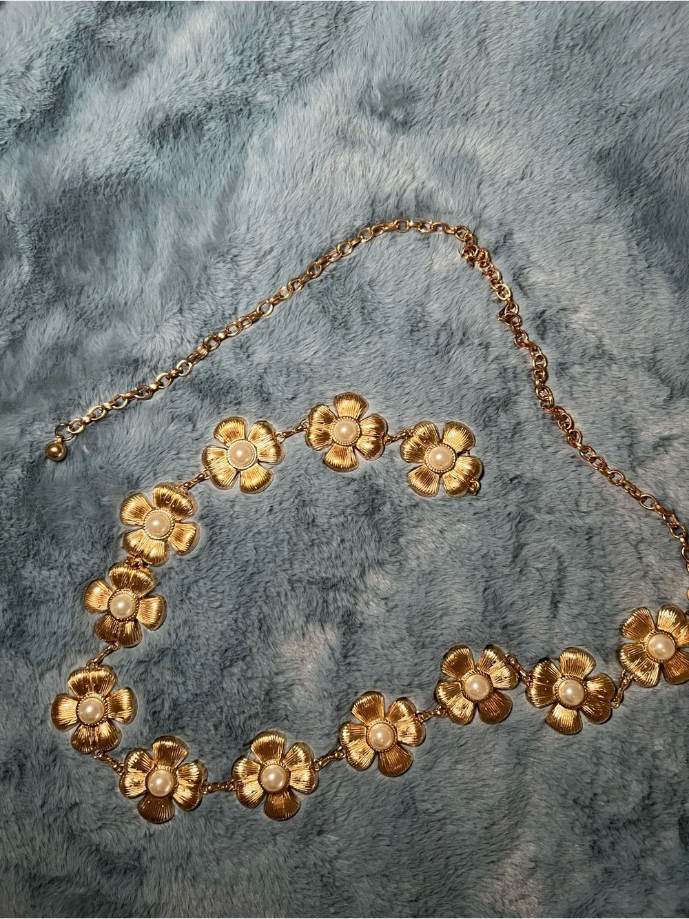 Windsor Gold Floral Pearl-Accent Women's Chain Belt